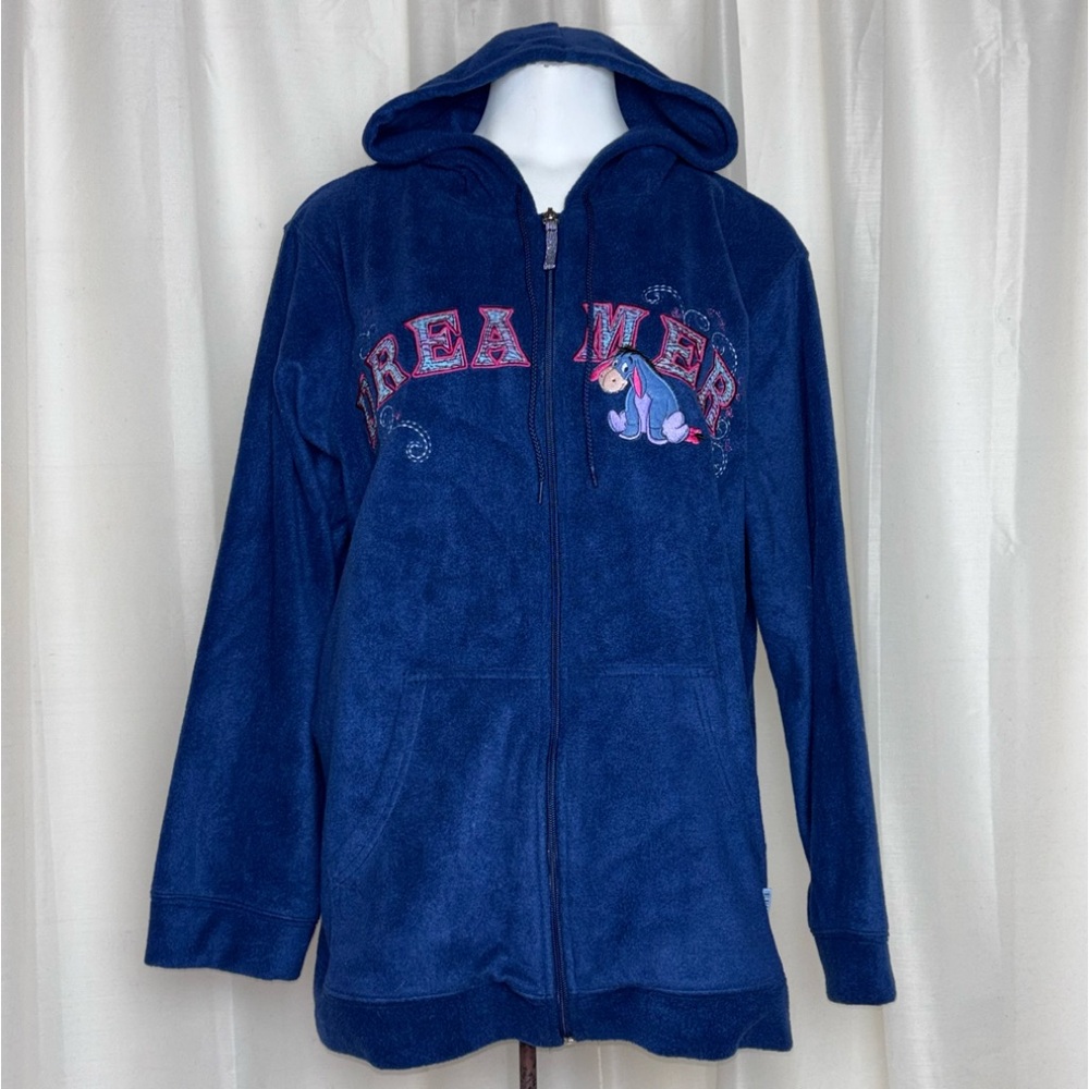 Disney Vintage 90s Y2K Eeyore Dreamer Fleece Zip Hoodie Sweatshirt